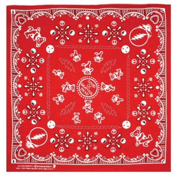 Grateful Dead Other - New Red Bear Skull Grateful Dead Bandana Hippie Headband Tour NWT Peace Yin Yang